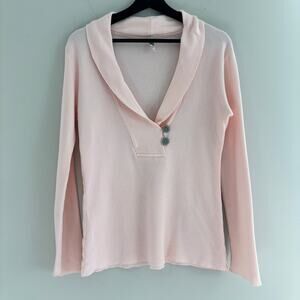 Y2K Old Navy Pink Waffle Knit Thermal Sweater Womens Size Large